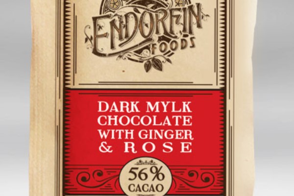 Bag of Endorfin Foods' Dark Mylk Chocolate With Ginger and Rose