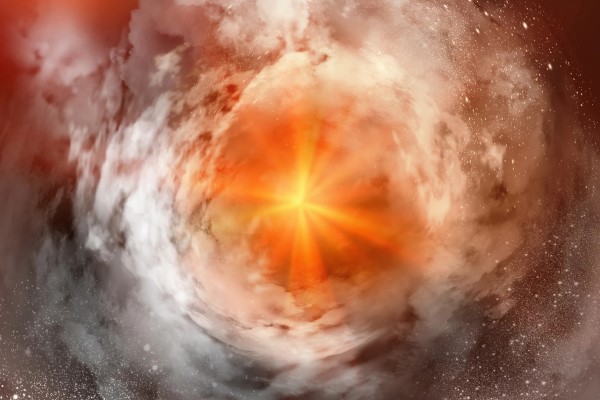 A surreal, beautiful depiction of a star in space
